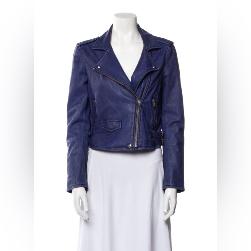 Women's  IRO Blue Lamb Leather Jacket sz 40